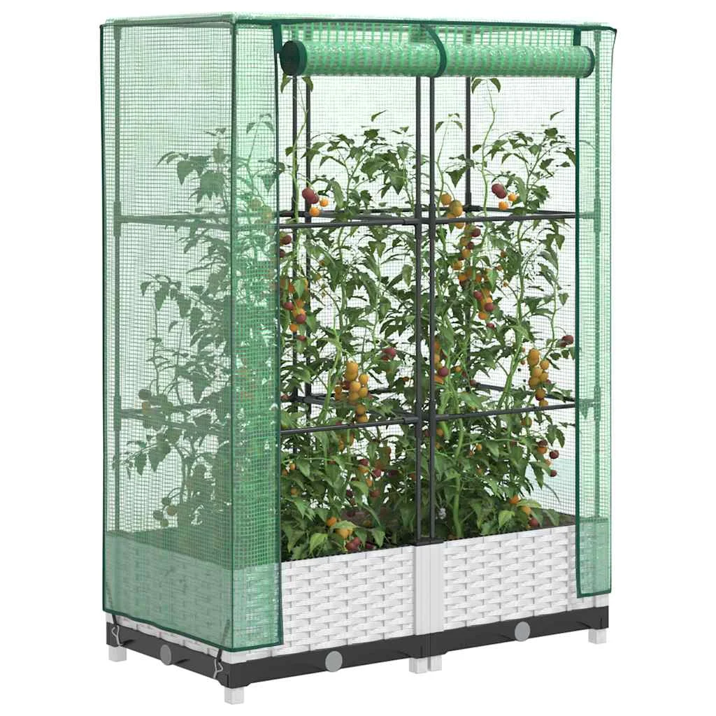 Záhon s krytom na skleník ratanový vzhľad 80x40x123 cm