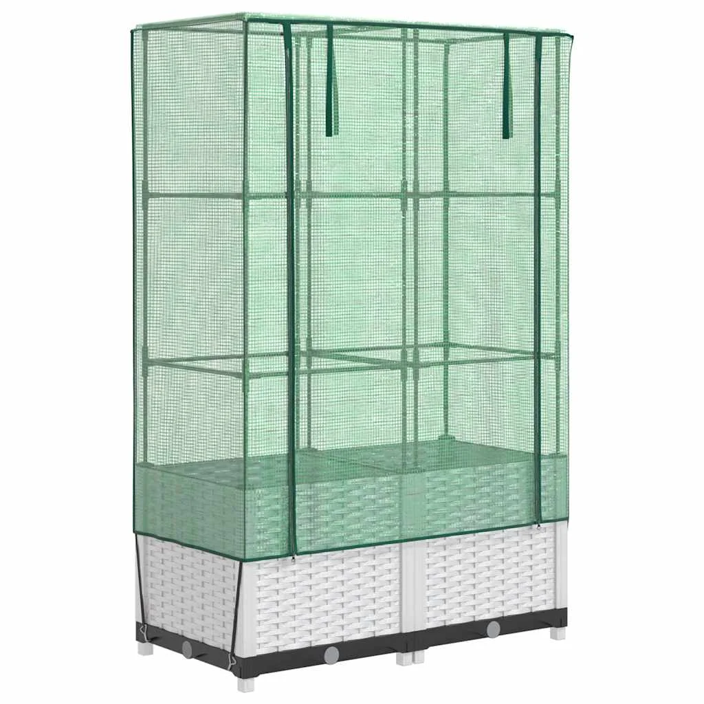 Záhon s krytom na skleník ratanový vzhľad 80x40x138 cm