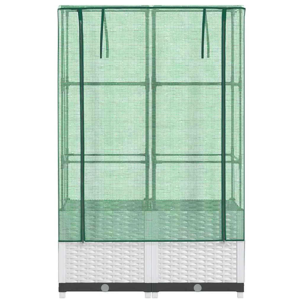 Záhon s krytom na skleník ratanový vzhľad 80x40x138 cm