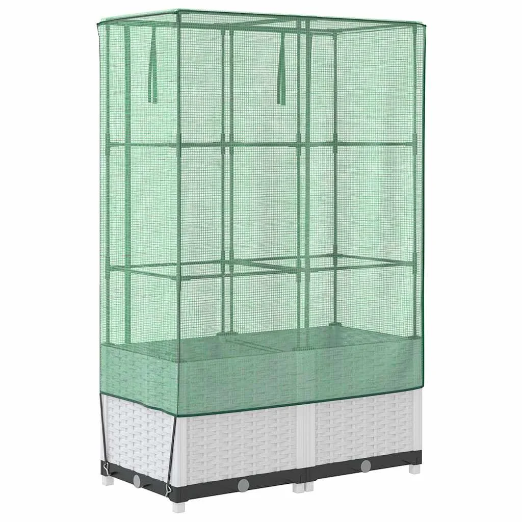 Záhon s krytom na skleník ratanový vzhľad 80x40x138 cm