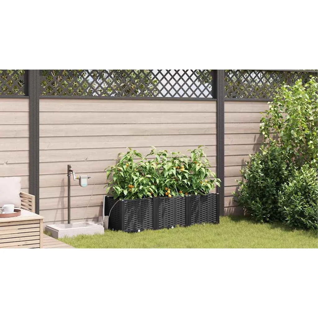 Záhradný kvetináč 3 pcs Čierna Oceľ