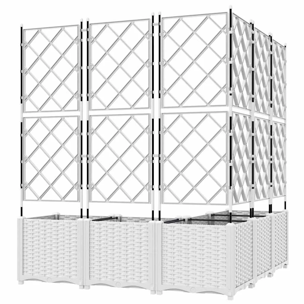 Záhradný kvetináč 5 pcs Biela 120 x 120 x 143 cm Oceľ