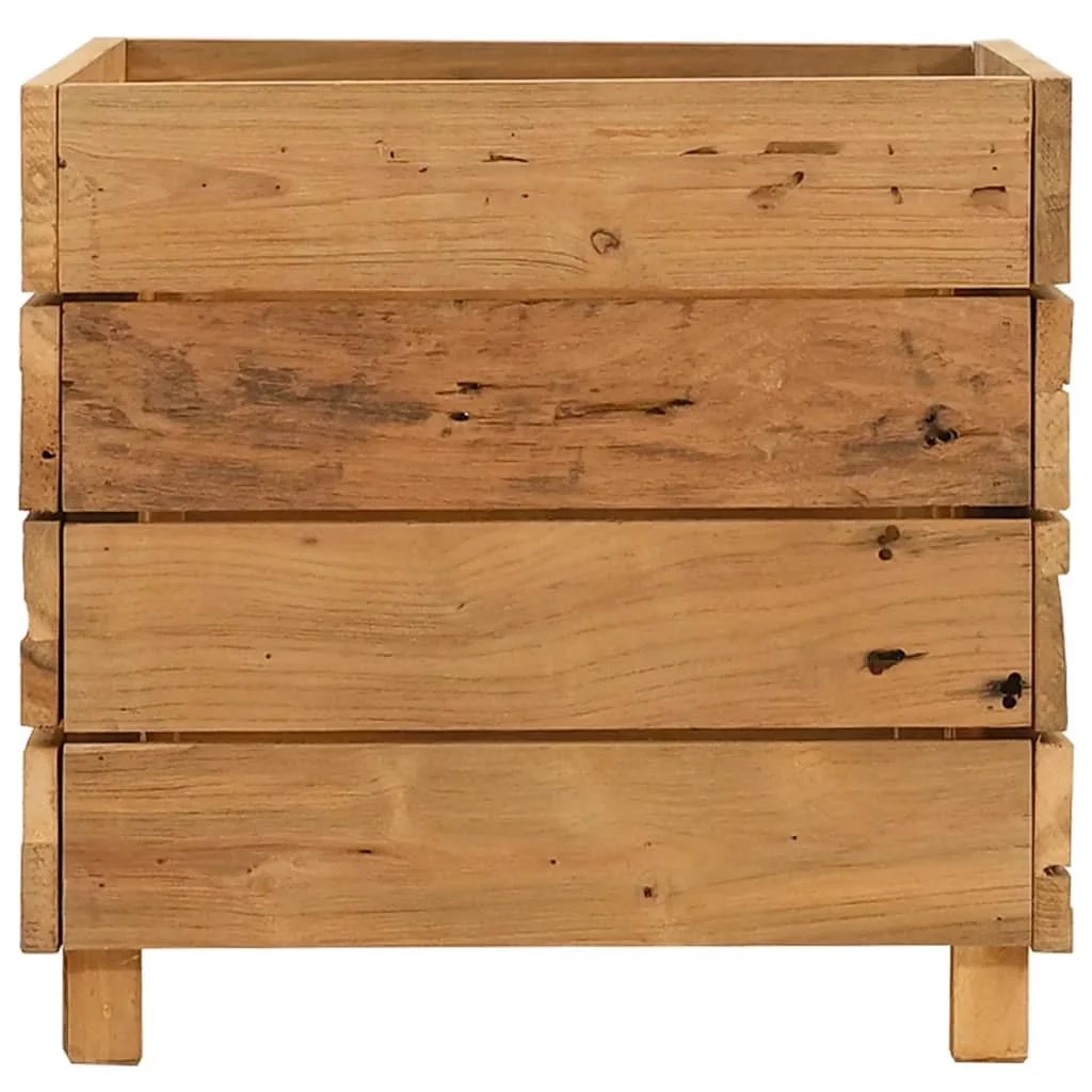 Vyvýšený záhon 50x40x38 cm, recyklované tíkové drevo a oceľ