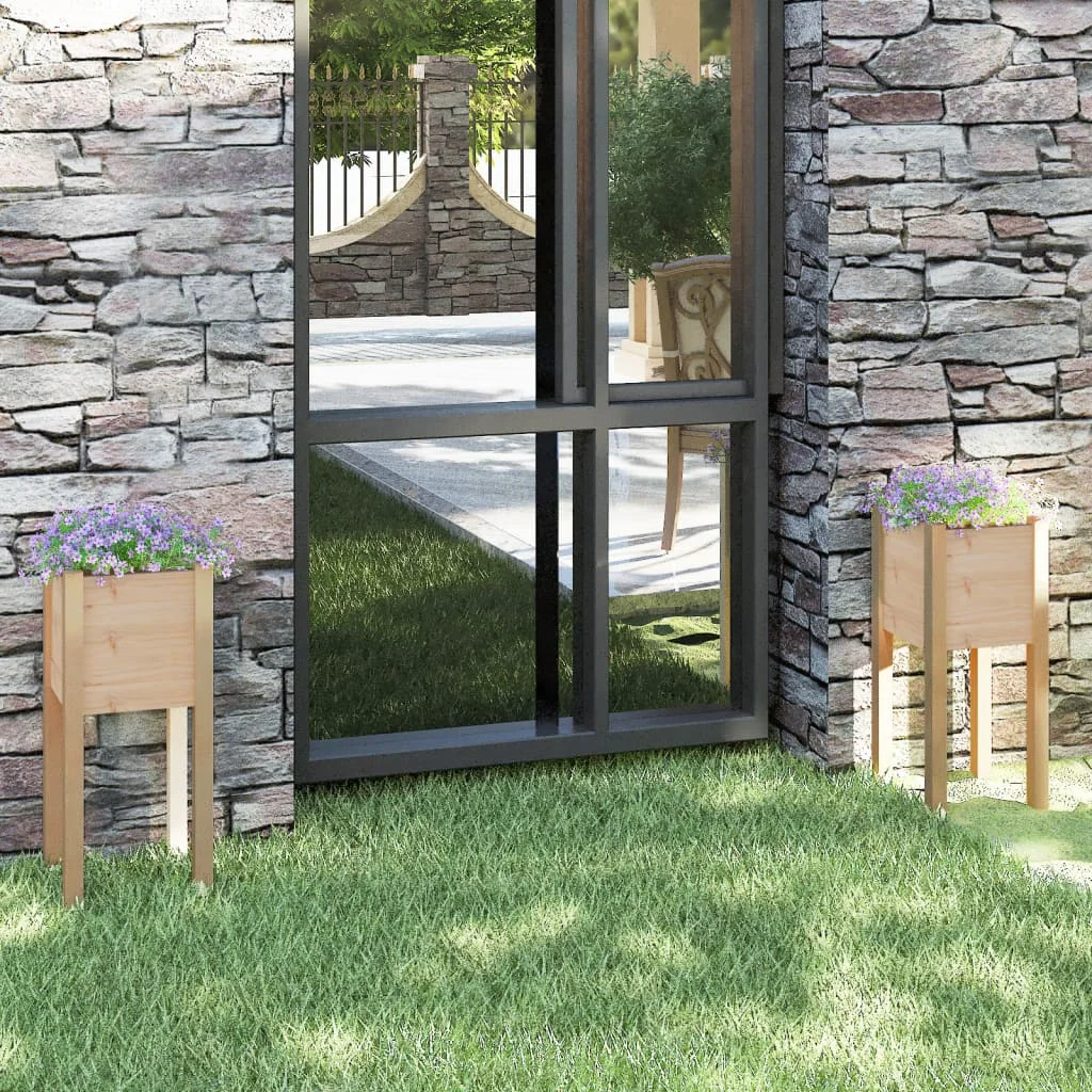 Záhradné kvetináče 2 ks 31x31x70 cm, borovicový masív