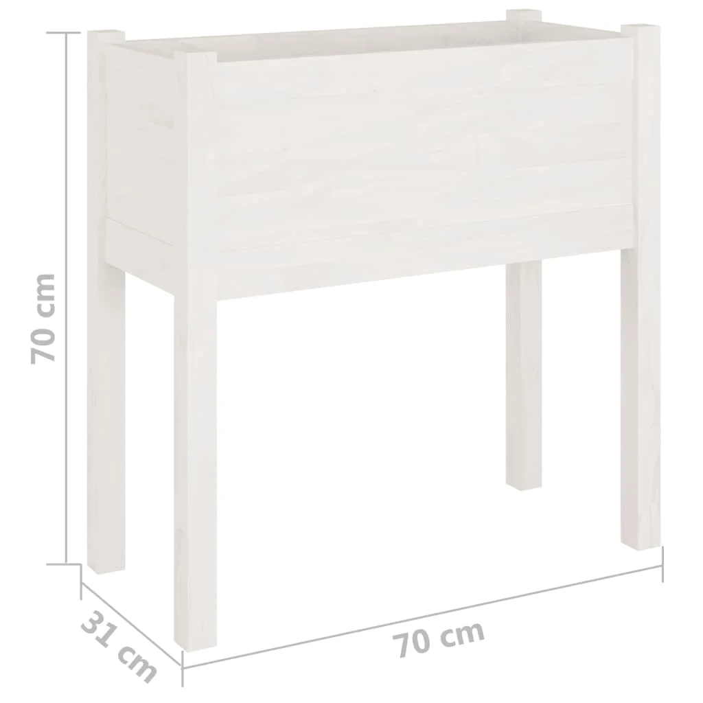 Záhradné kvetináče 2 ks biele 70x31x70 cm borovicový masív