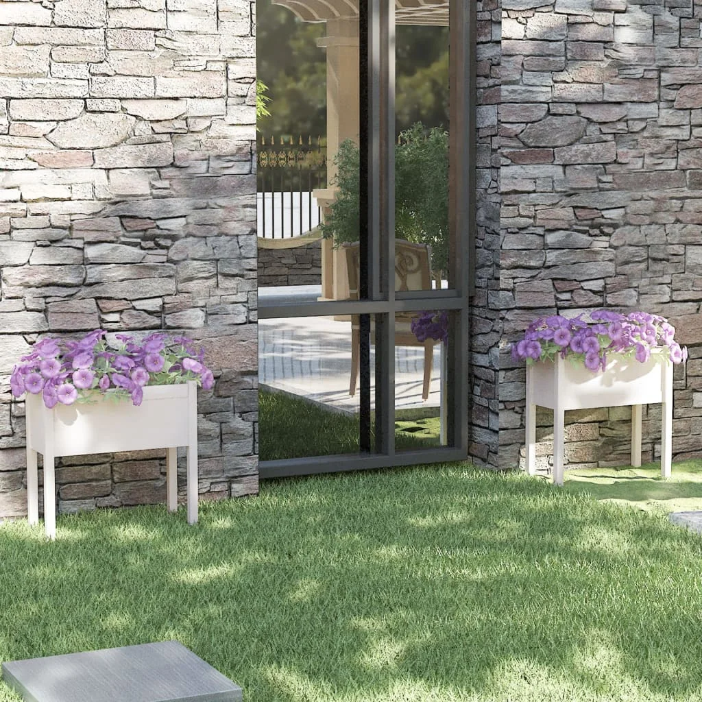 Záhradné kvetináče 2 ks biele 70x31x70 cm borovicový masív