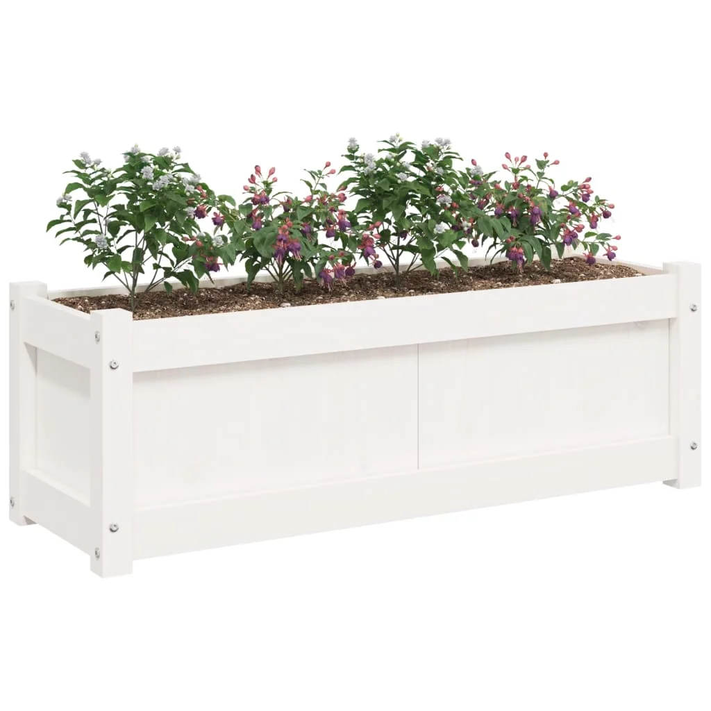 Záhradný kvetináč biely 90x31x31 cm borovicový masív