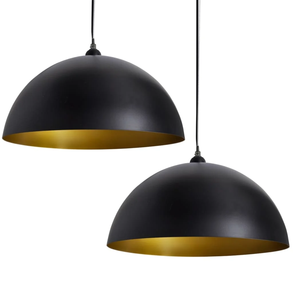 Stropná lampa 2 ks, nastaviteľná výška, pologuľa, čierna