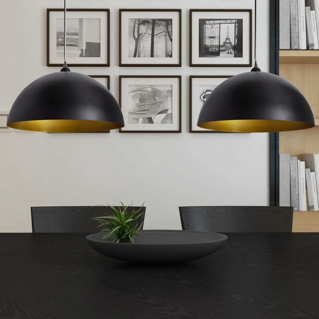 Stropná lampa 2 ks, nastaviteľná výška, pologuľa, čierna