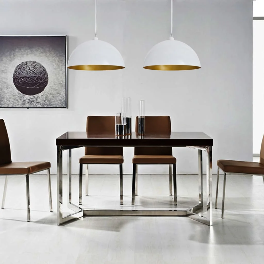 Stropná lampa 2 ks, nastaviteľná výška, pologuľa, biela 