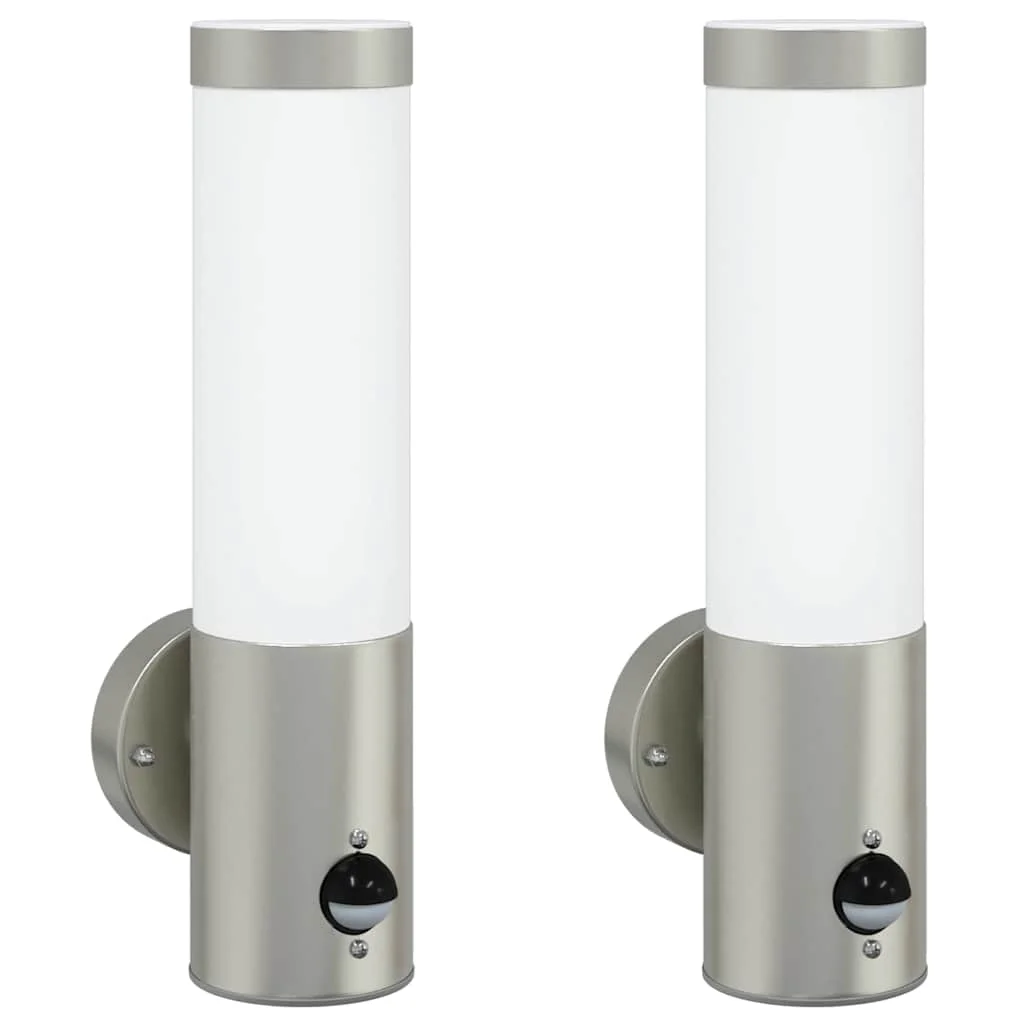 Vonkajšie nástenné svetlá 2 pcs Strieborná 12 x 7.5 x 29 cm