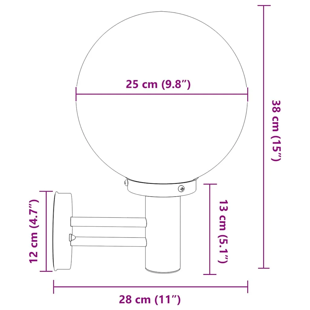 Exteriérové nástenné svietidlo 2 pcs Strieborná 28 x 25 x 38 cm