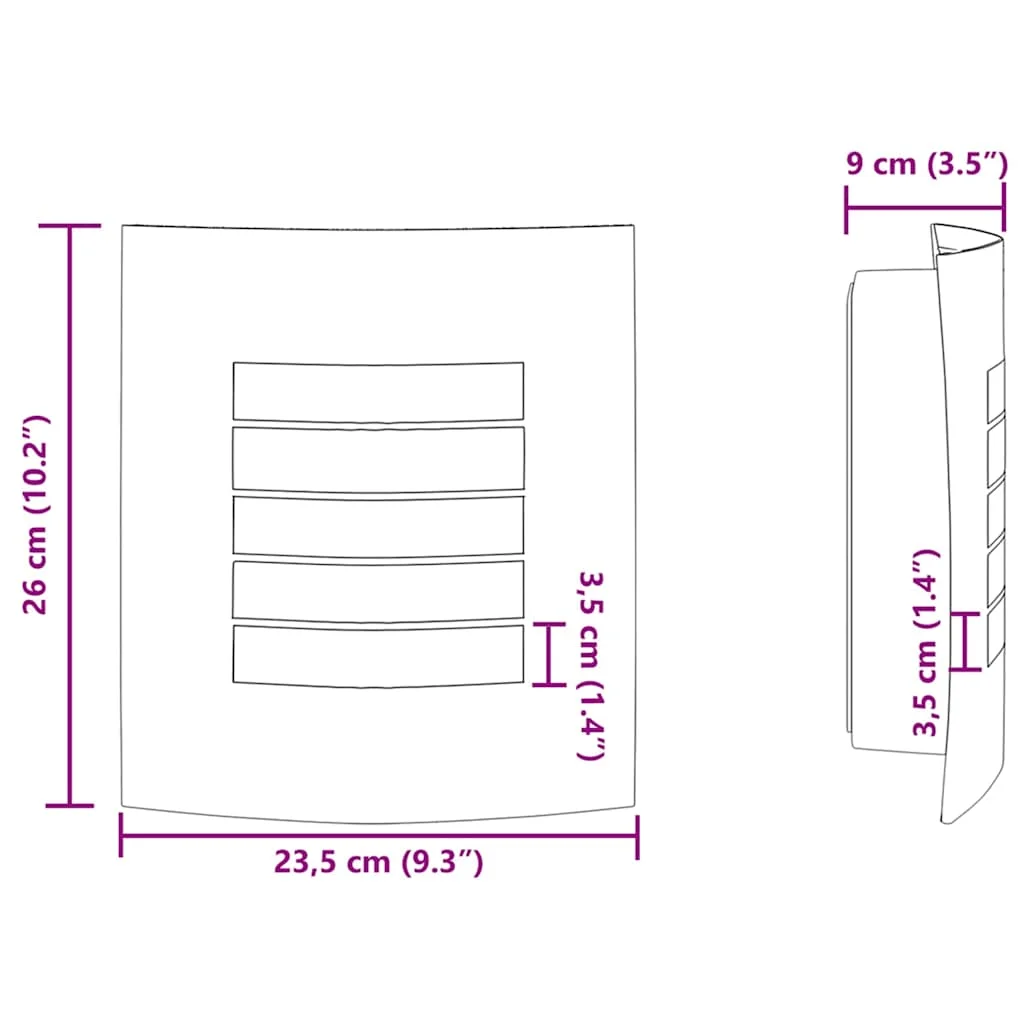 Exteriérové nástenné svietidlo 2 pcs Čierna 23.5 x 9 x 26 cm