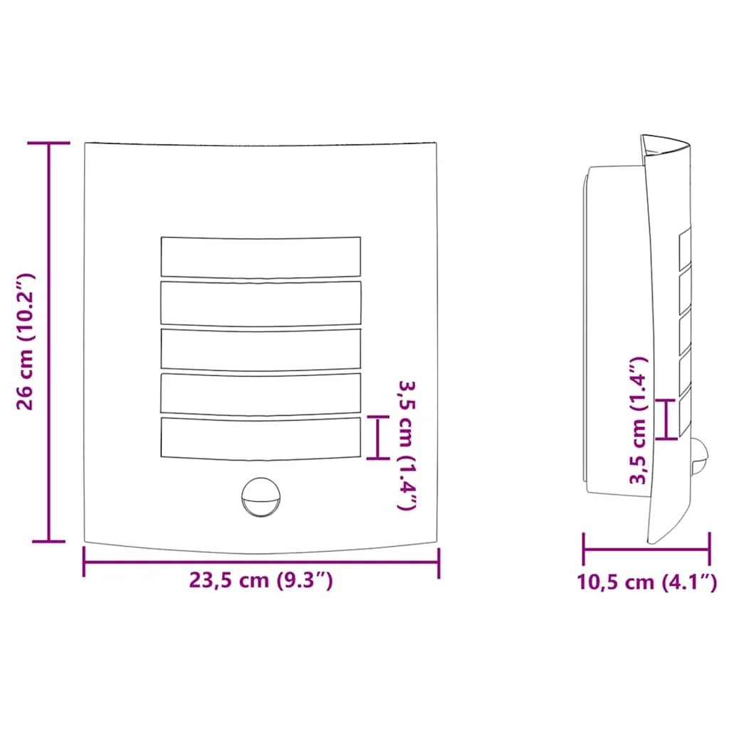 Exteriérové nástenné svietidlo Čierna 23.5 x 9 x 26 cm