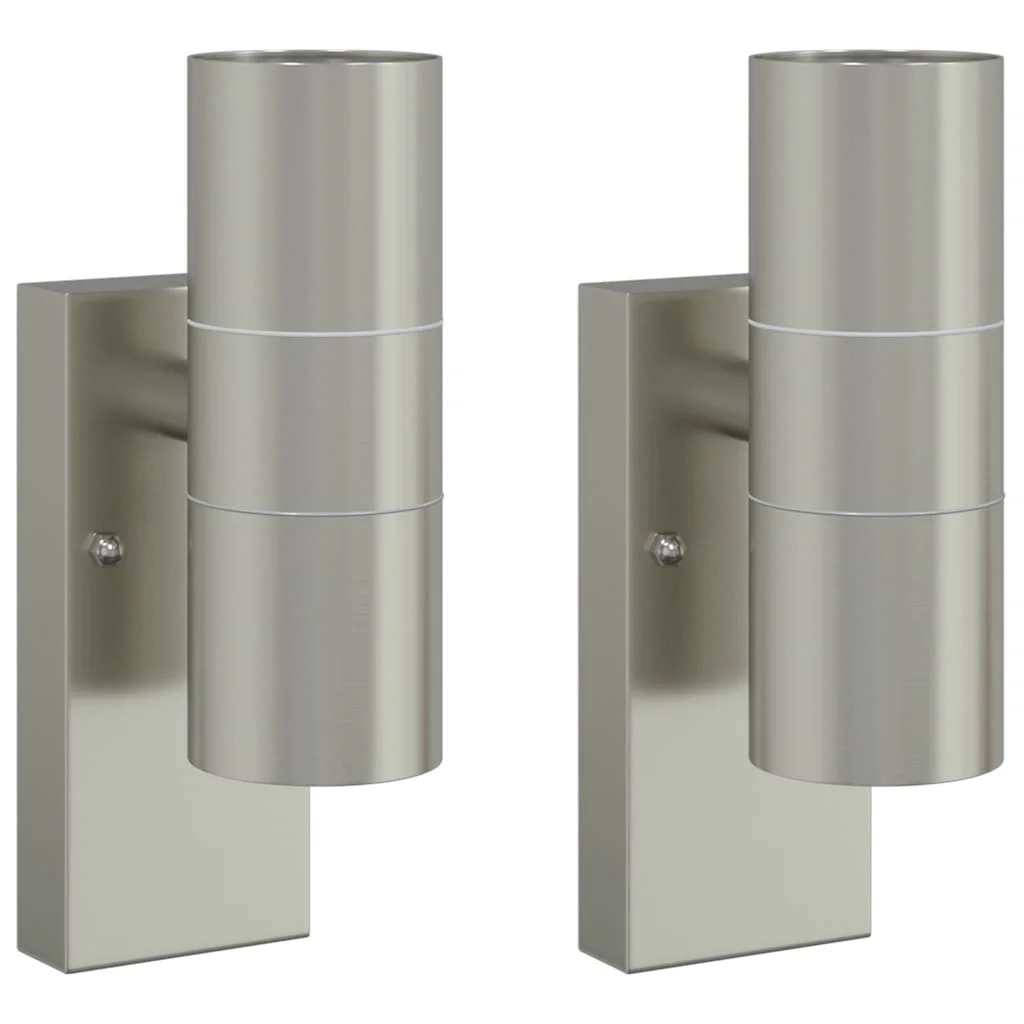 Exteriérové nástenné svietidlo 2 pcs Strieborná 7 x 10 x 22 cm