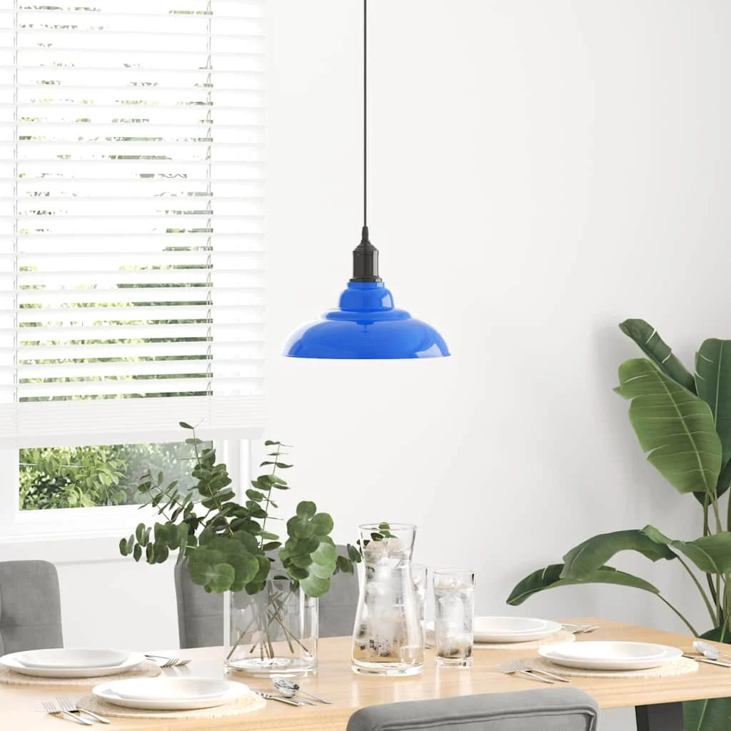 Závesná lampa výškovo nastaviteľná E27 lesk tmavomodrá Ø 31 cm