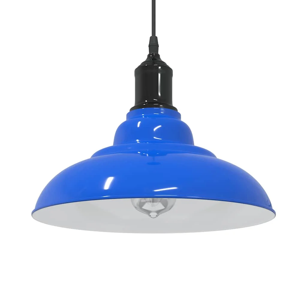 Závesná lampa výškovo nastaviteľná E27 lesk tmavomodrá Ø 31 cm