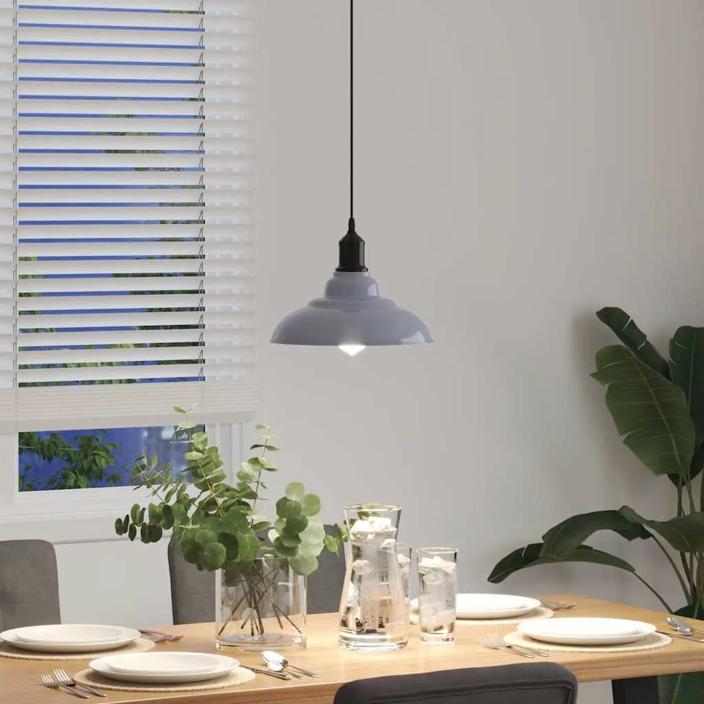 Závesná lampa výškovo nastaviteľná E27 lesk šedá Ø 31 cm kov