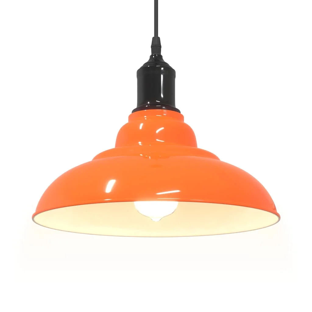 Závesná lampa výškovo nastaviteľná E27 lesk oranžová Ø 31cm kov