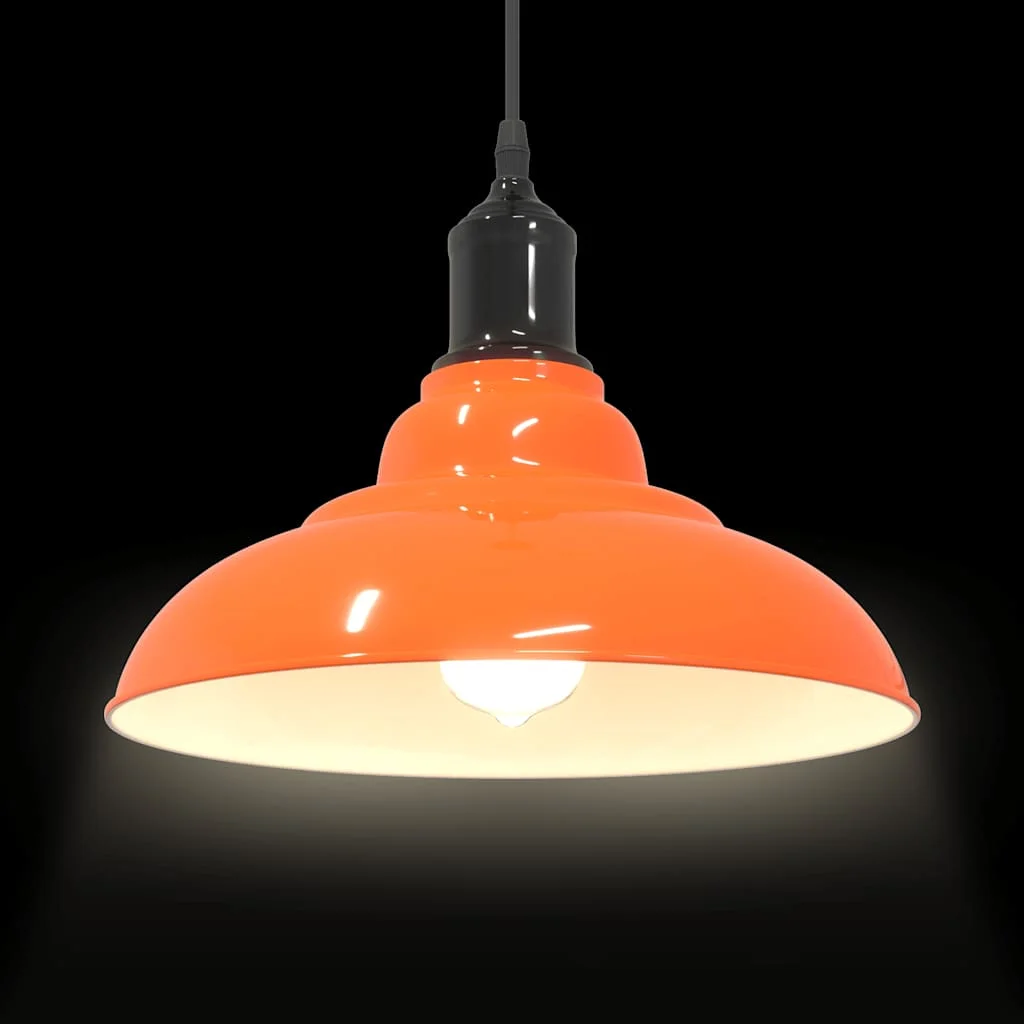 Závesná lampa výškovo nastaviteľná E27 lesk oranžová Ø 31cm kov