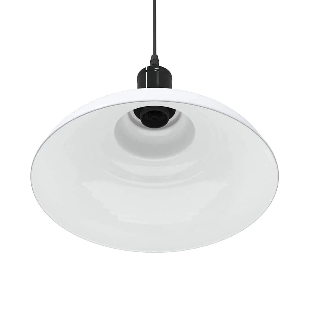Závesná lampa výškovo nastaviteľná E27 lesk biela Ø 31 cm kov