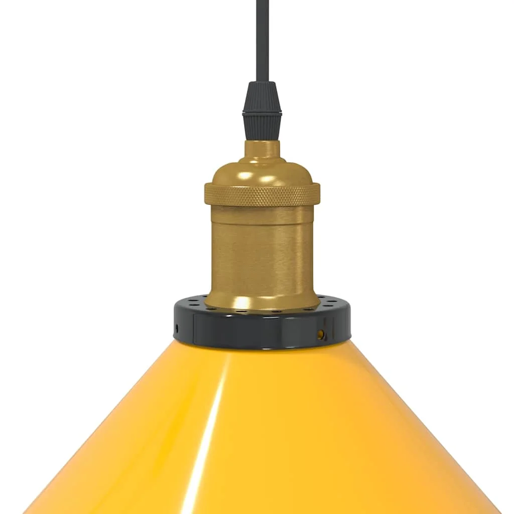 Závesná lampa výškovo nastaviteľná E27 lesk žltá Ø 22 cm kov