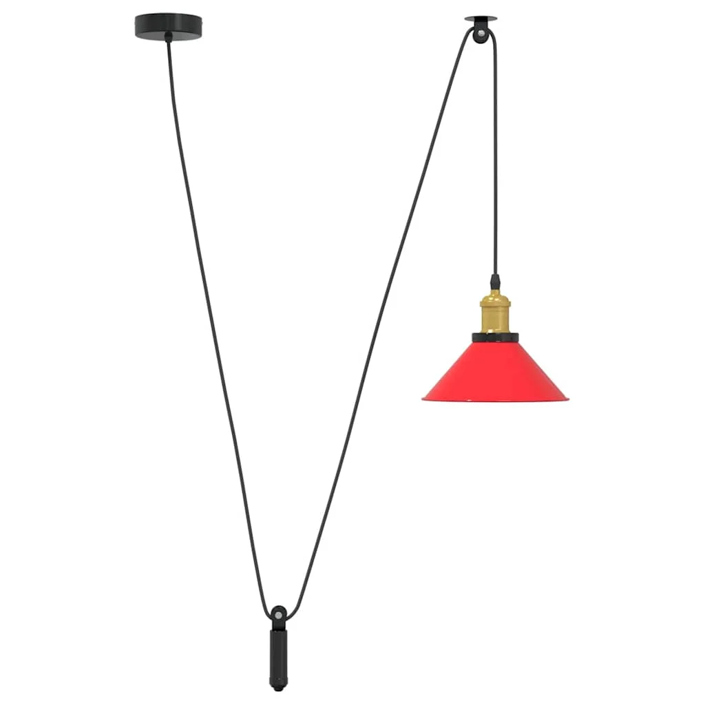 Závesná lampa výškovo nastaviteľná E27 lesk červená Ø 22 cm kov