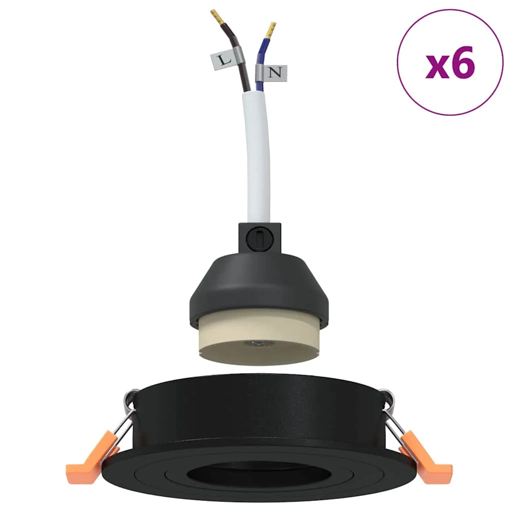 Bodové svetlo 6 pcs Čierna 9 x 9 x 2 cm Hliník