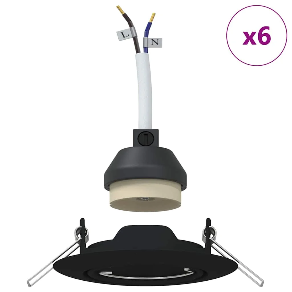 Bodové svetlo 6 pcs Čierna 9 x 9 x 2.5 cm Kov