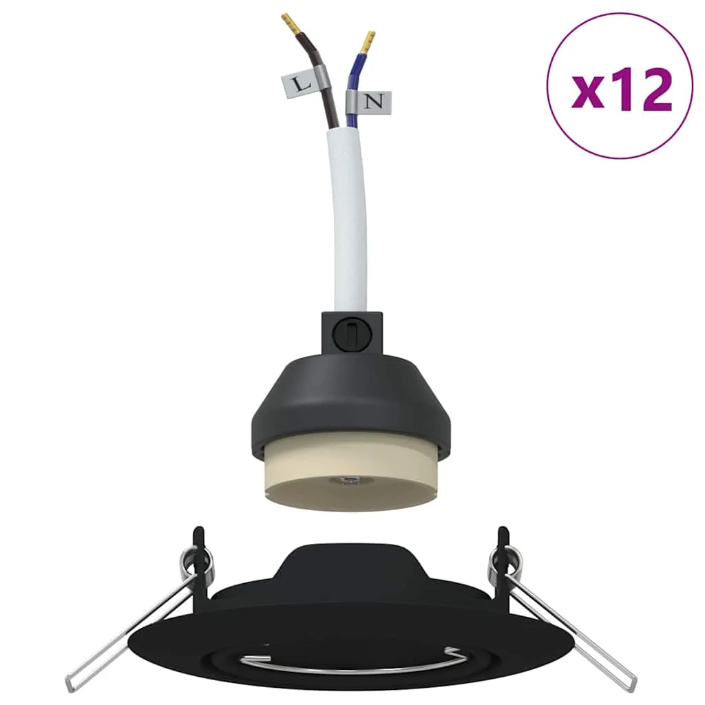 Bodové svetlo 12 pcs Čierna 9 x 9 x 2.5 cm Kov
