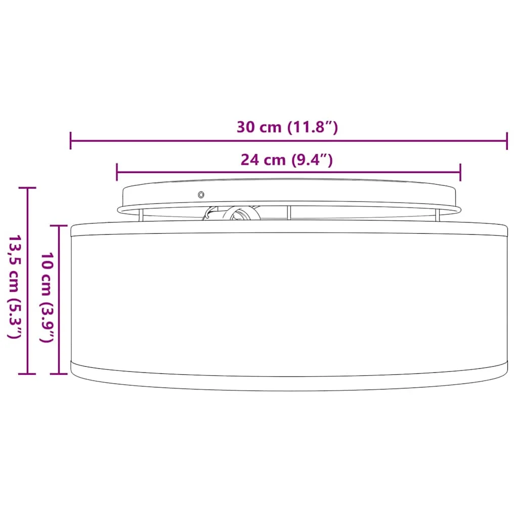 Stropná lampa Čierna 30 x 13.5 cm látka