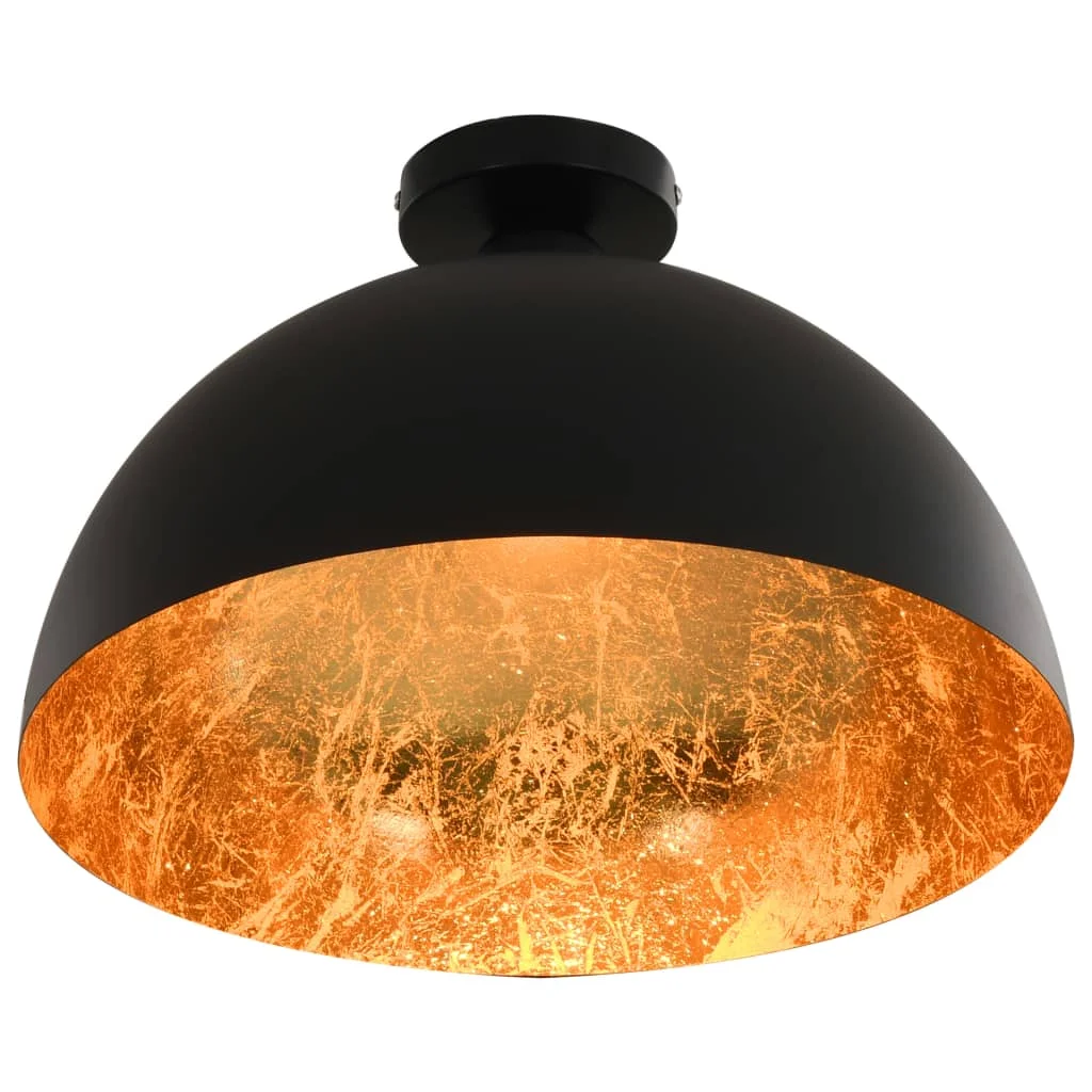 Stropné lampy 2 ks, čierne a zlaté, pologuľa E27