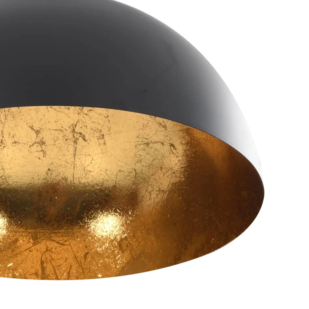 Stropné lampy 2 ks, čierne a zlaté, pologuľa E27