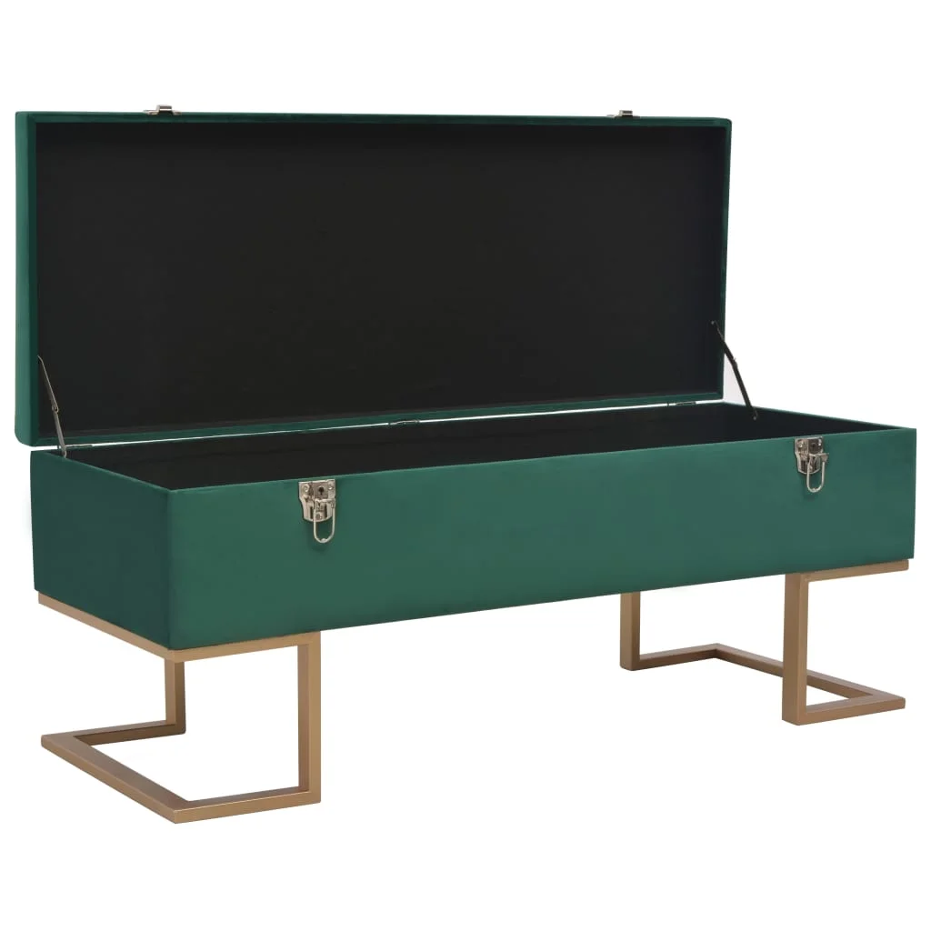 Lavica s úložným priestorom 105 cm, zelená, zamat