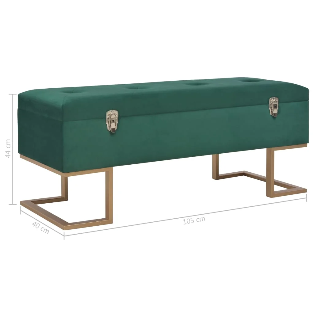 Lavica s úložným priestorom 105 cm, zelená, zamat