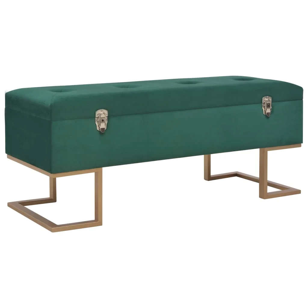 Lavica s úložným priestorom 105 cm, zelená, zamat