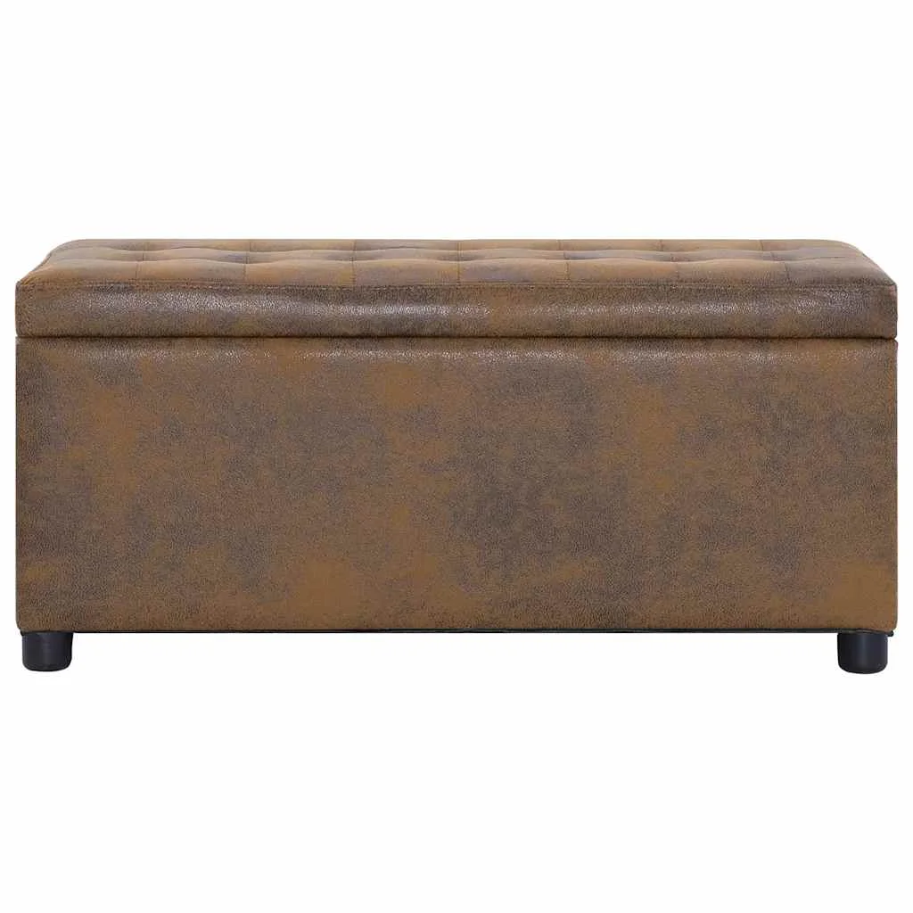 Taburetka s úložným priestorom 87,5 cm, hnedá, umelý semiš