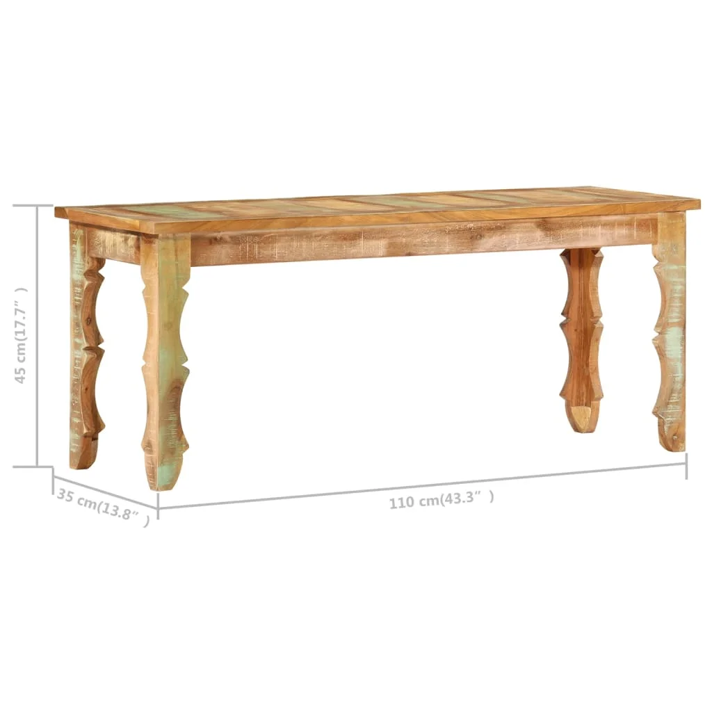 Lavica 110x35x45 cm masívne recyklované drevo