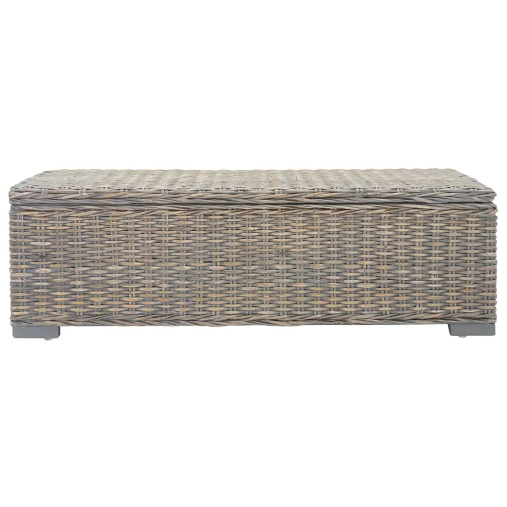Úložný box sivý 110 cm prírodný ratan Kubu a masívny mahagón