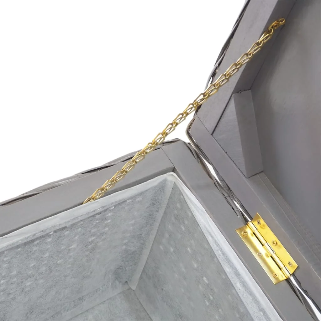 Úložný box sivý 110 cm prírodný ratan Kubu a masívny mahagón