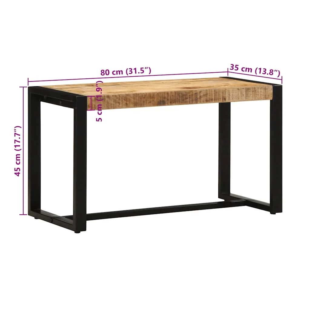 Lavica 80x35x45 cm Masívne hrubé drevo Mango