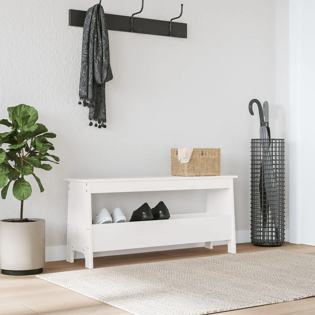 Lavica do predsiene biela 100x28x45 cm masívne borovicové drevo