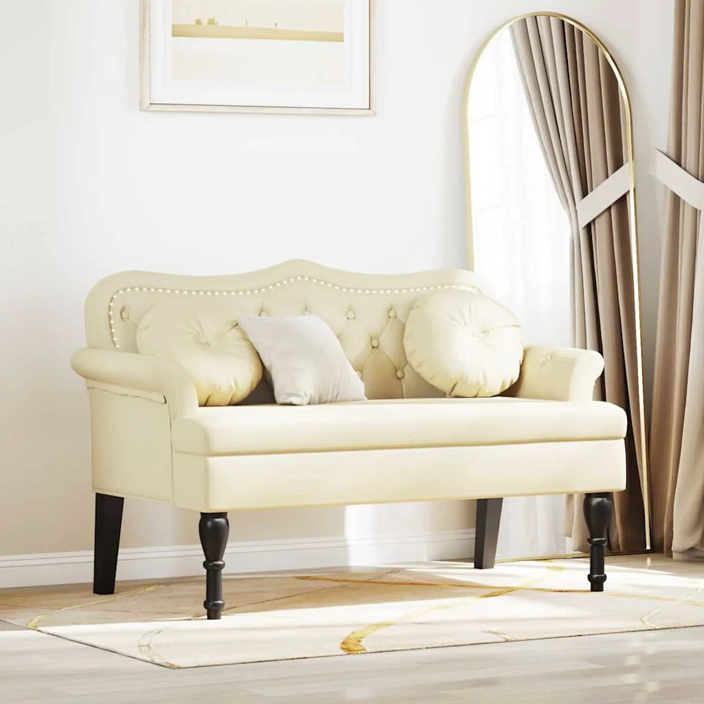 Chesterfield lavica Krémová 120,5 x 65 x 75 cm Umelá koža