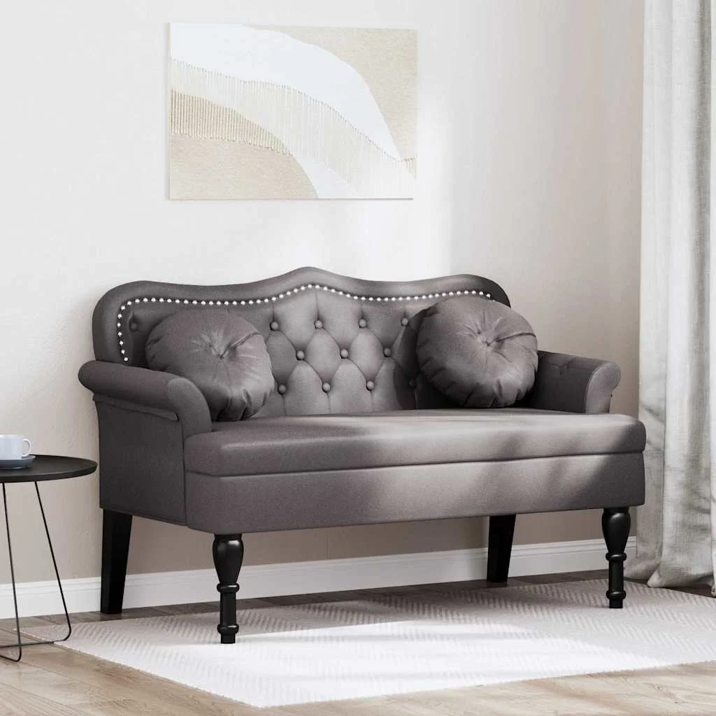 Chesterfield lavica Sivá 120,5 x 65 x 75 cm Umelá koža