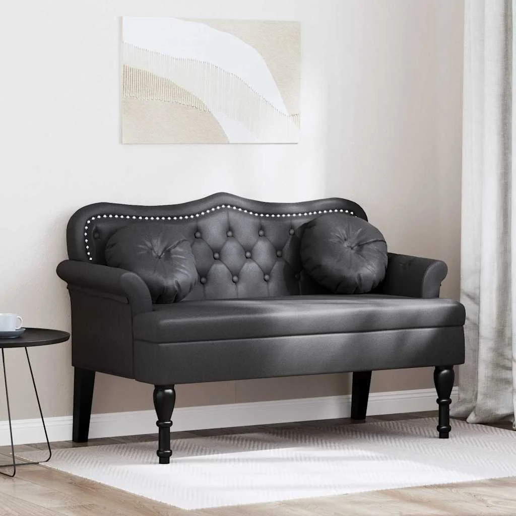 Chesterfield lavica Čierna 120,5 x 65 x 75 cm Umelá koža