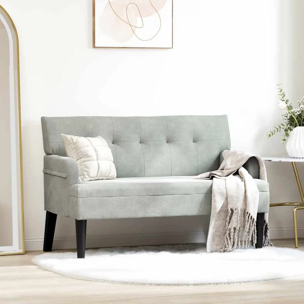 Chesterfield lavica Svetlosivá 112 x 65,5 x 75 cm Zamat