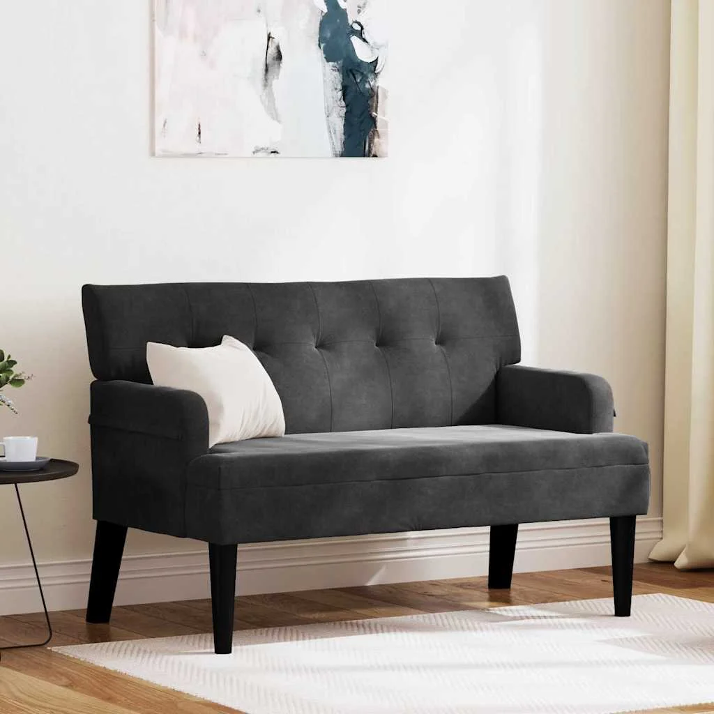 Chesterfield lavica Čierna 112 x 65,5 x 75 cm Zamat