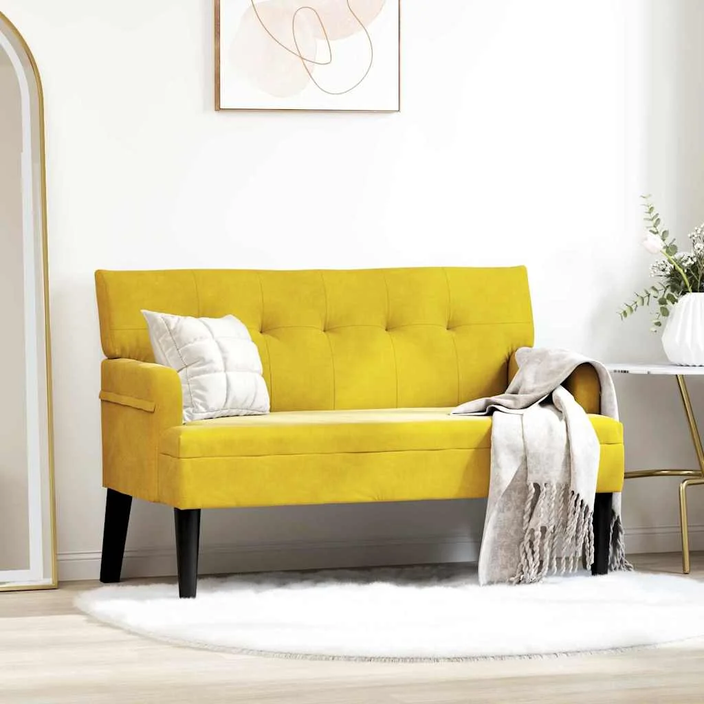 Chesterfield lavica Žltá 112 x 65,5 x 75 cm Zamat
