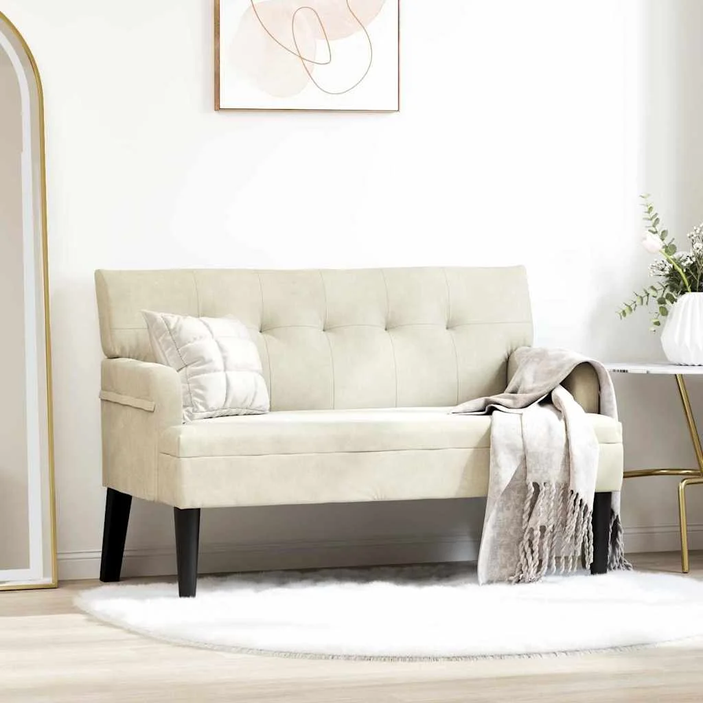 Chesterfield lavica Krémová 112 x 65,5 x 75 cm Zamat
