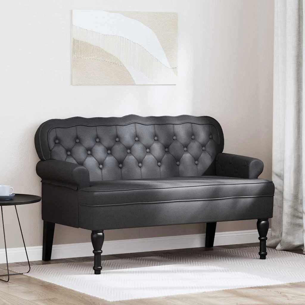 Chesterfield lavica Čierna 119.5 x 64.5 x 75 cm Umelá koža